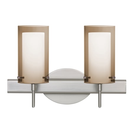 Besa Lighting Pahu 4 Vanity, Smoke/Opal, Satin Nickel Finish, 2x5W LED 2SW-S44007-LED-SN